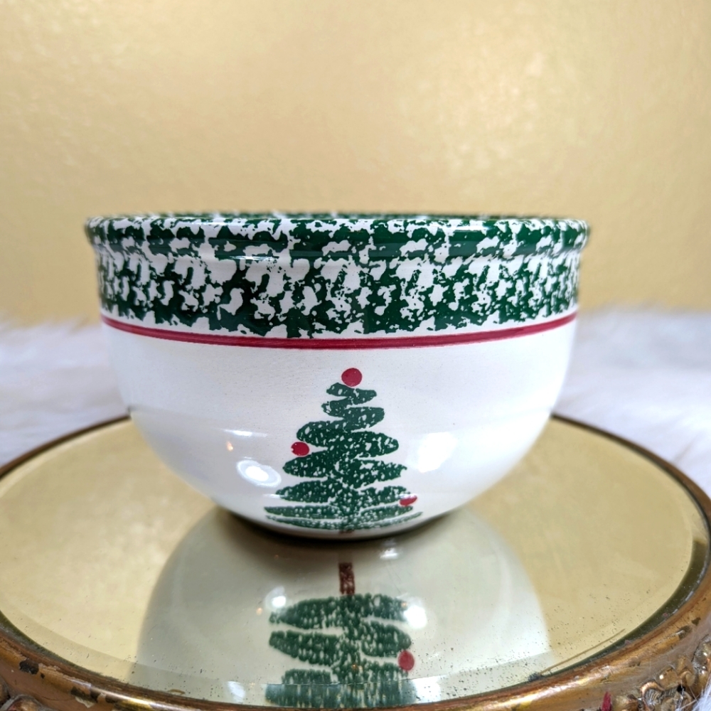 Furio Italy Vintage Christmas Tree Pattern Small Mixing Bowl Stoneware